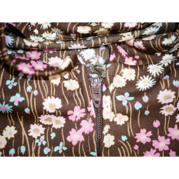 Liz Roberts Womens Brown Floral Blouse Shirt Top Boho Stylish Zip Size 10 - Picture 9 of 13